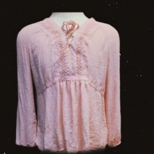 A.n.a Pink Lace Long Sleeve Women's  Blouse XL